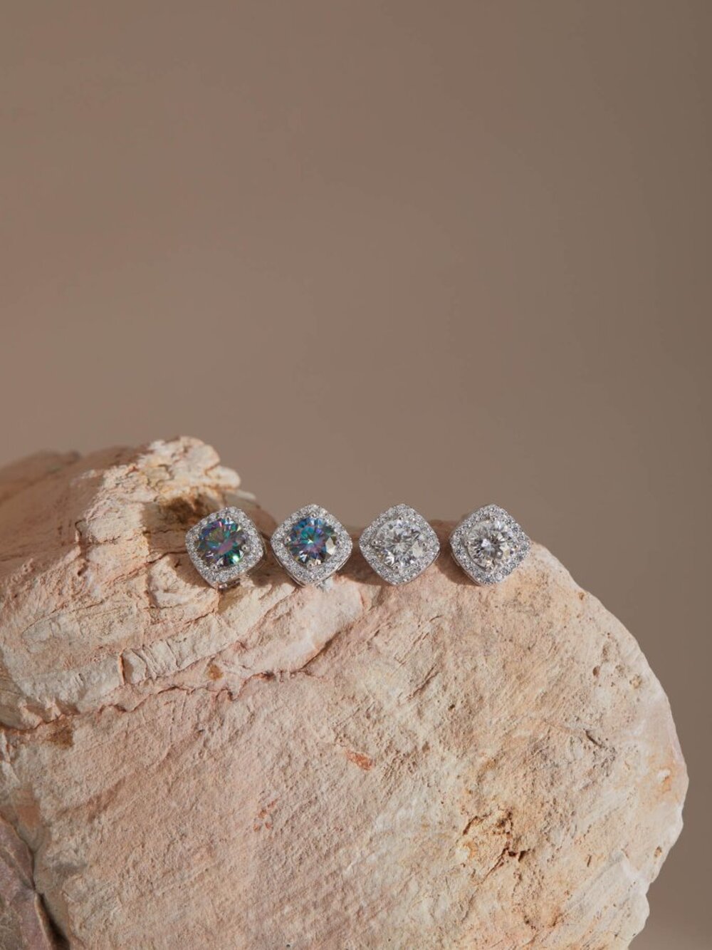 Museori Rainbow Blue Moissanite Stud Earrings 925 Silver